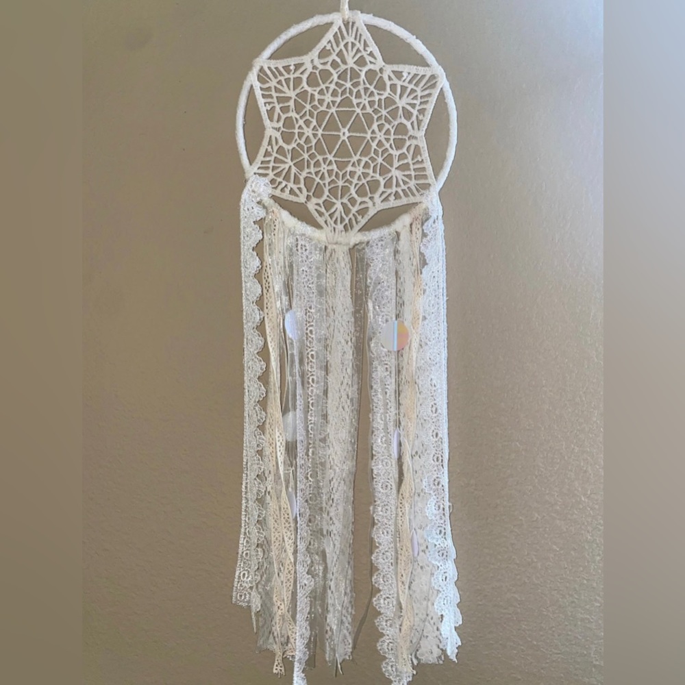 White and Beige Lace Dreamcatcher